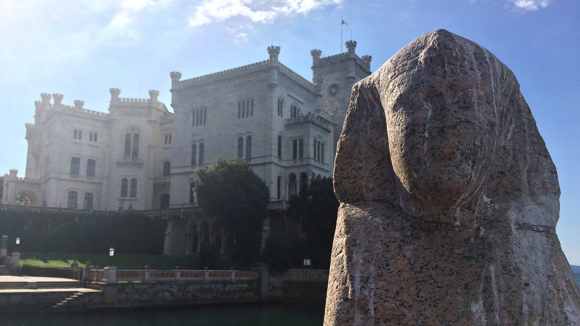 A sphinx statue sits on the pier near the Miramare Castle in Trieste, Italy. The sphinx was bought by Emperor Ferdinand Maximilian, first owner of the castle. (U.S. Air Force photo by Staff Sgt. R.J. Biermann/Released)