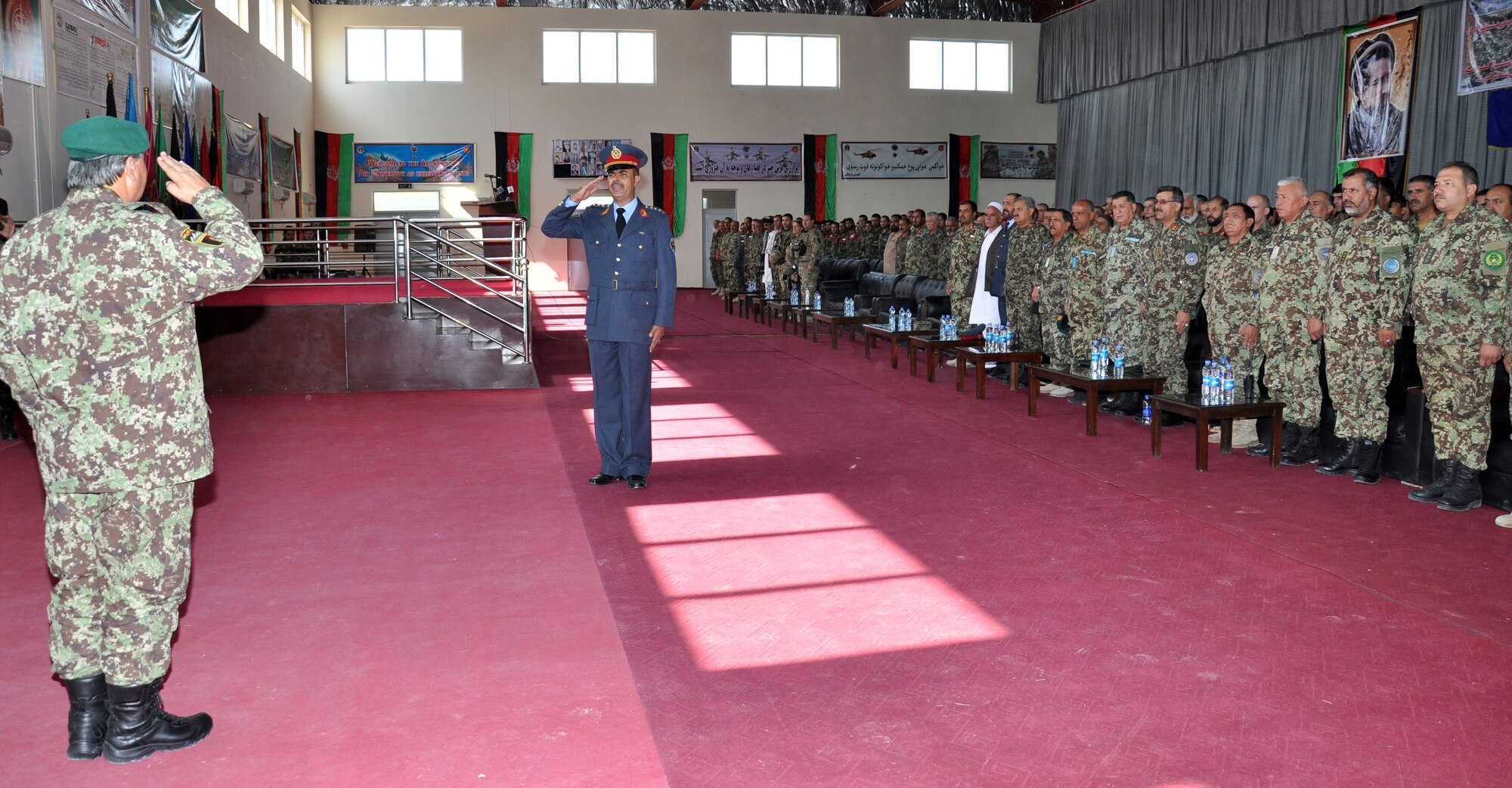 Approximately 189 Afghan Air Force cadets began their year-long officer candidate school training at Pohantoon-e-Hawayee (PeH), or Afghan Air Academy, during a ceremony here in early September. The Afghan OCS program focuses on English language, leadership and aviation studies. The cadets will fill required slots for the AAF in various air force careers in maintenance, flight engineering and pilots. 
(U.S. Air Force photo by Capt. Eydie Sakura/Released)
