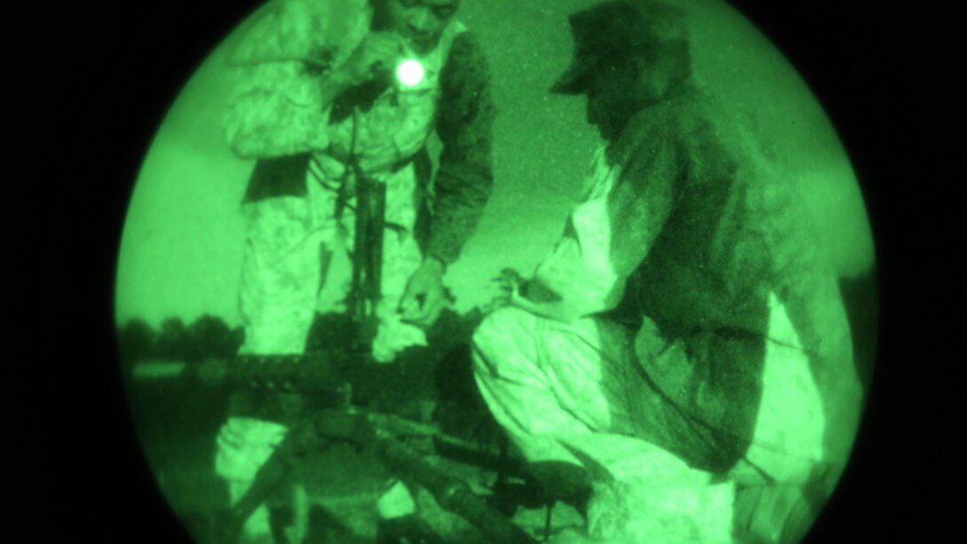 Marines conduct a functions check for a Browning M2 .50-caliber machine gun prior to a weapons familiarization range at Marine Corps Base Camp Lejeune, North Carolina, Aug. 27, 2015. More than 100 Marines from Marine Air Support Squadron 1 honed their weapons skills with the M240B machine gun, Browning M2 .50-caliber machine gun and the M1014 combat shotgun. Marines from various military job specialties received hands-on experience that allowed them to improve crucial skills and become well-rounded war fighters.