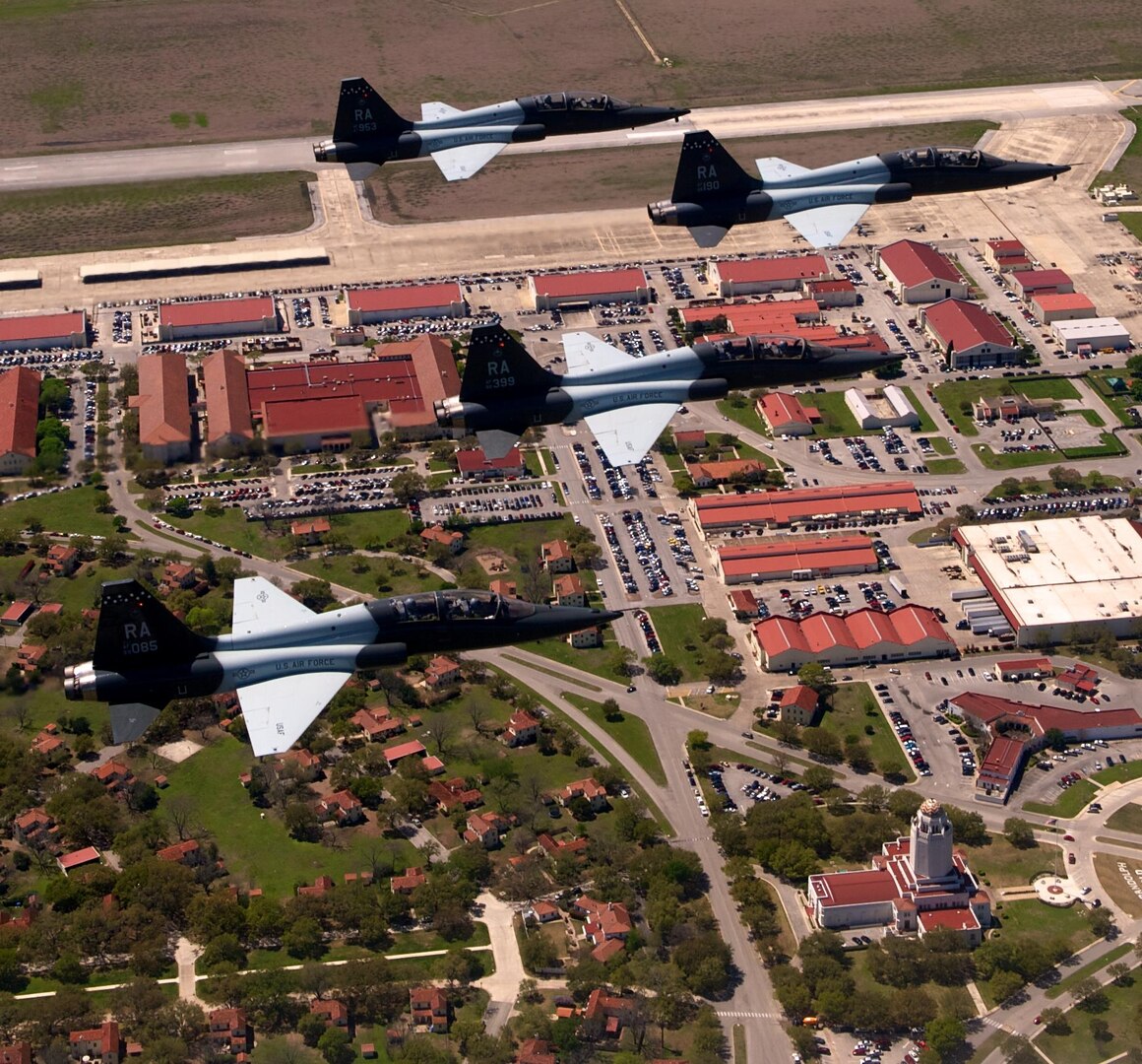 T-38 Talons fly over Joint Base San Antonio-Randolph. 