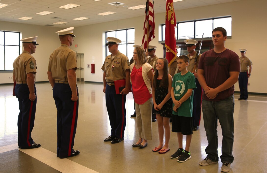 MSgt William C. Marone retired after 24 years of faithful dedicated service to the Marine Corps. Marone, an Oregon native, enlisted in the Marine Corps in 1990. After serving on active duty, and some time in the ready reserves, Marone went on Recruiting Duty in 1999 and has served in many billets on recruiting duty with honorable and faithful service for almost 15 years. (U.S. Marine Corps photo by Sgt Tyler C. Vernaza)