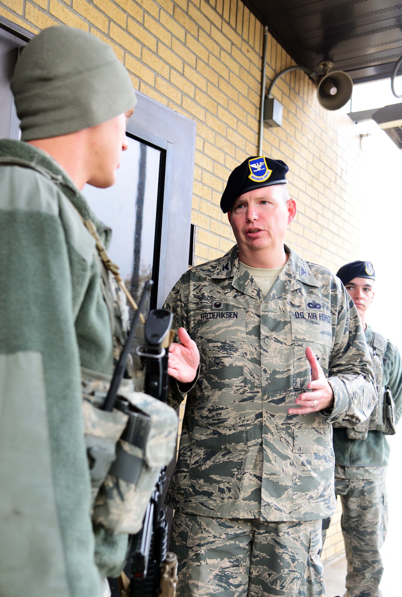Col. Robert Frederiksen, 341st Security Forces Group commander, addresses the concept of the strategic narrative to SF Airmen Sept. 16, 2015, at Malmstrom Air Force Base, Mont. One of Frederiksen’s priorities is to ensure that Airmen understand their role in national defense, and the importance of the job they do every single day. (U.S. Air Force photo/Airman 1st Class Magen M. Reeves)