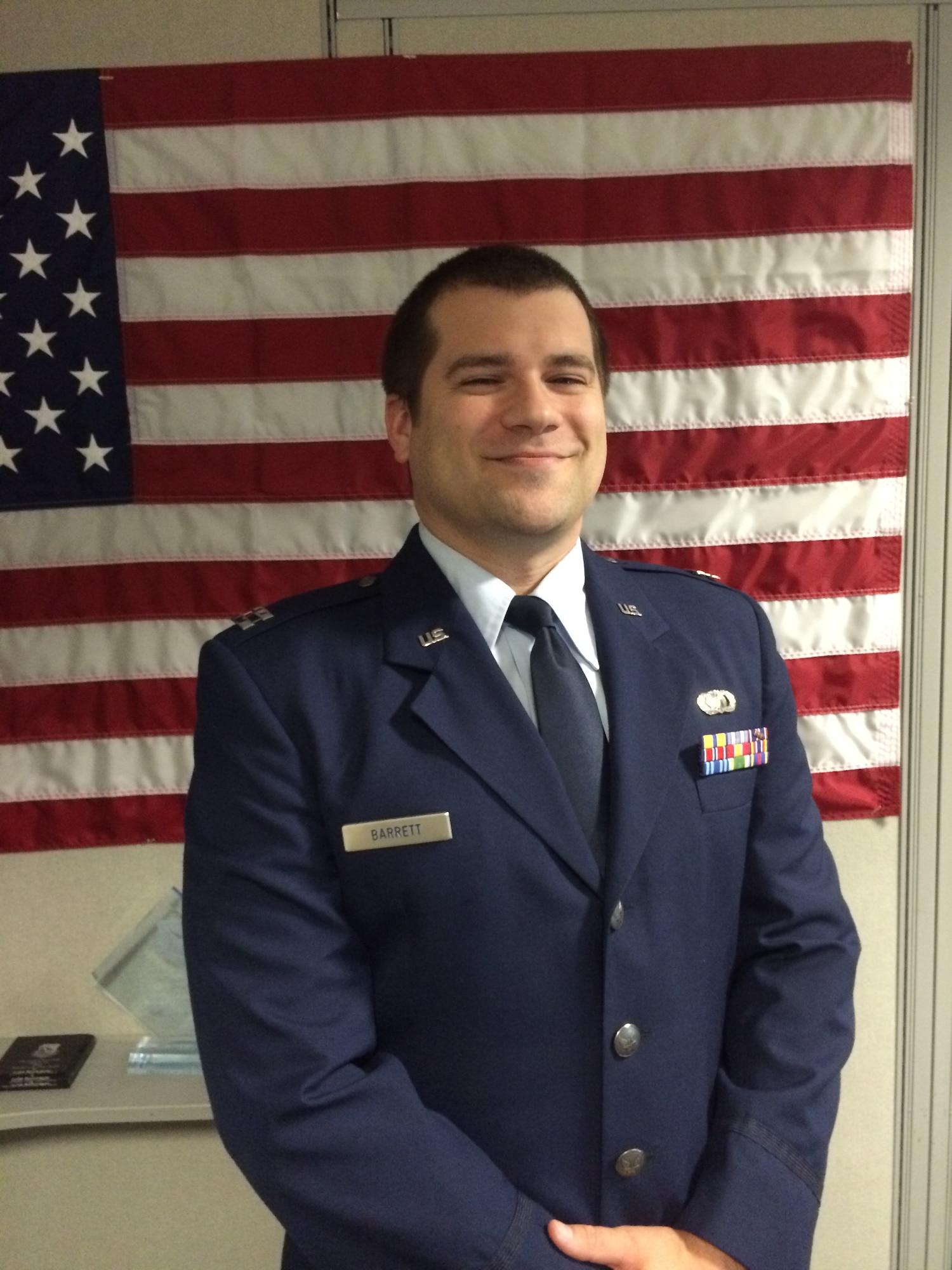 Capt. Donald A. Barrett was honored for his efforts in the fields of Science, Technology, Engineering, and Mathematics (STEM). (U.S. Air Force photo)