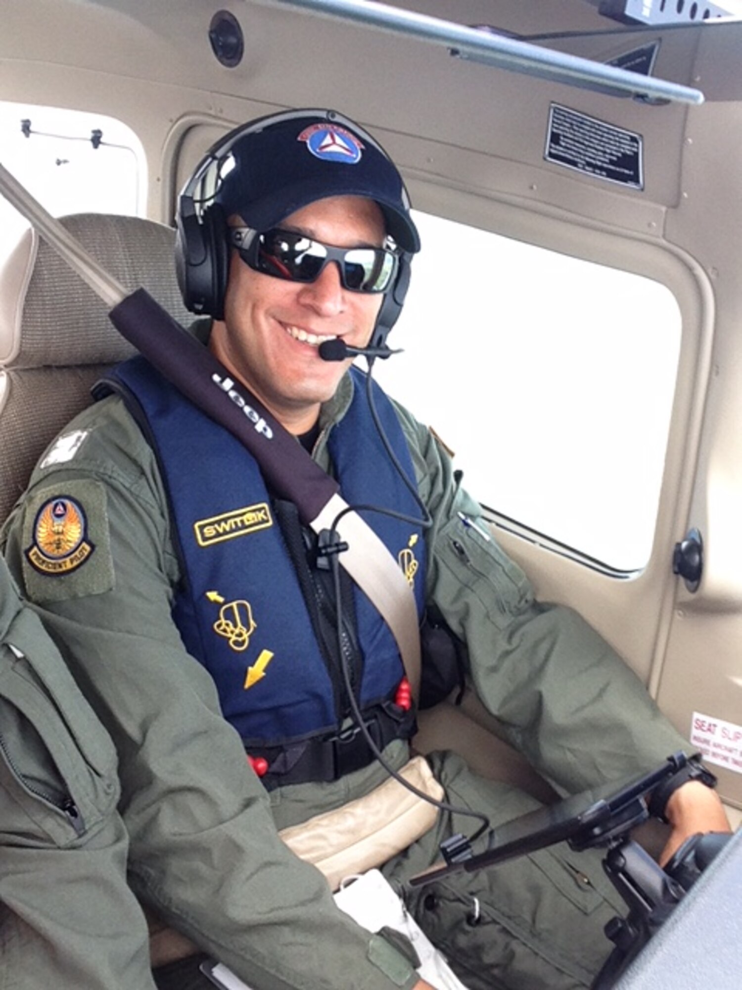 U.S. Air Force Capt. Luis Aponte, 455th Expeditionary Communication Squadron operations officer, flies a Cessna 187 while on a Civil Air Patrol Mission. Aponte has been a member of the CAP in Puerto Rico for three years as well as the former director of operations for his CAP unit. (Courtesy Photo)
