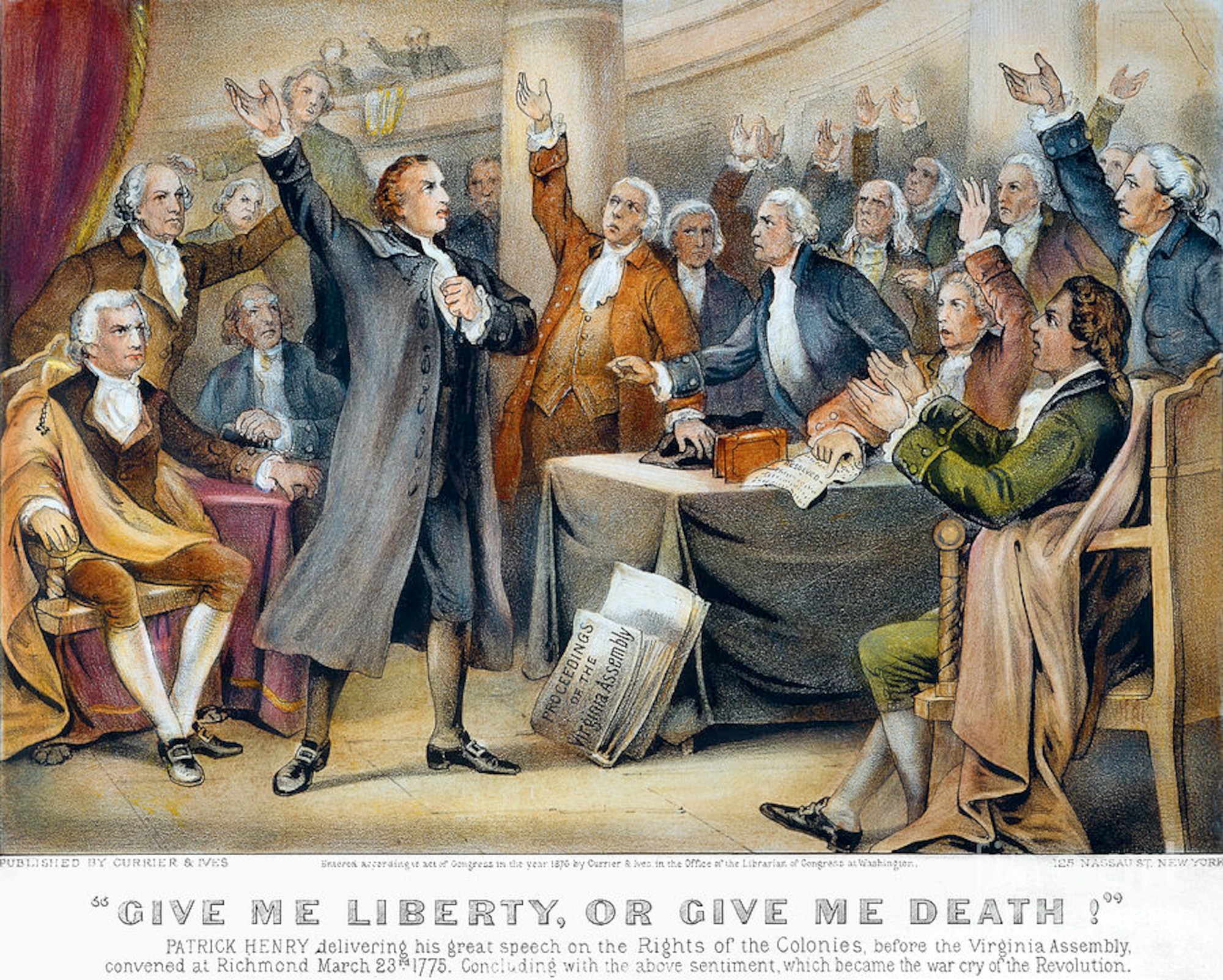 Patrick Henry offering his famous speech.