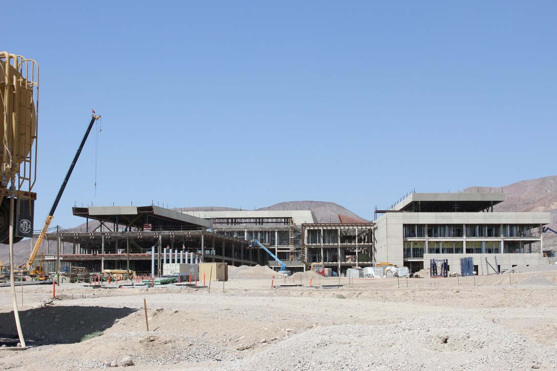 Col. Kirk Gibbs, U.S. Army Corps of Engineers Los Angeles District commander, and visited  current construction projects at Fort Irwin. Calif., Sept. 9-10.  Gibbs met with project personnel to include senior project managers and engineers.  After a project brieifing, he toured the new Fort Irwin Weed Army Replacement Hospital project.

The Los Angeles District is managing the construction of the 216,000 square foot facility that will provide new tertiary care, emergency medicine and clinical support activities to the National Training Center and Fort Irwin.
