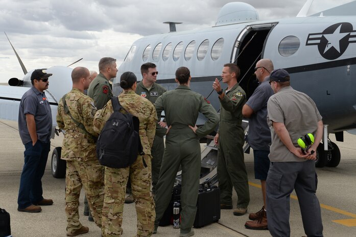 Members of Team Beale prepare to takeoff in a MC-12W Liberty as part of the final flight of the aircraft Sept. 16, 2015, at Beale Air Force Base, California. Although deployed Airmen are still supporting the mission downrange with the Army, the final flight represents Air Combat Command’s last MC-12W sortie. The MC-12W is a medium- to low-altitude, twin-engine turboprop aircraft, which provides intelligence, surveillance and reconnaissance support directly to ground forces. (U.S. Air Force photo by Airman 1st Class Ramon A. Adelan)