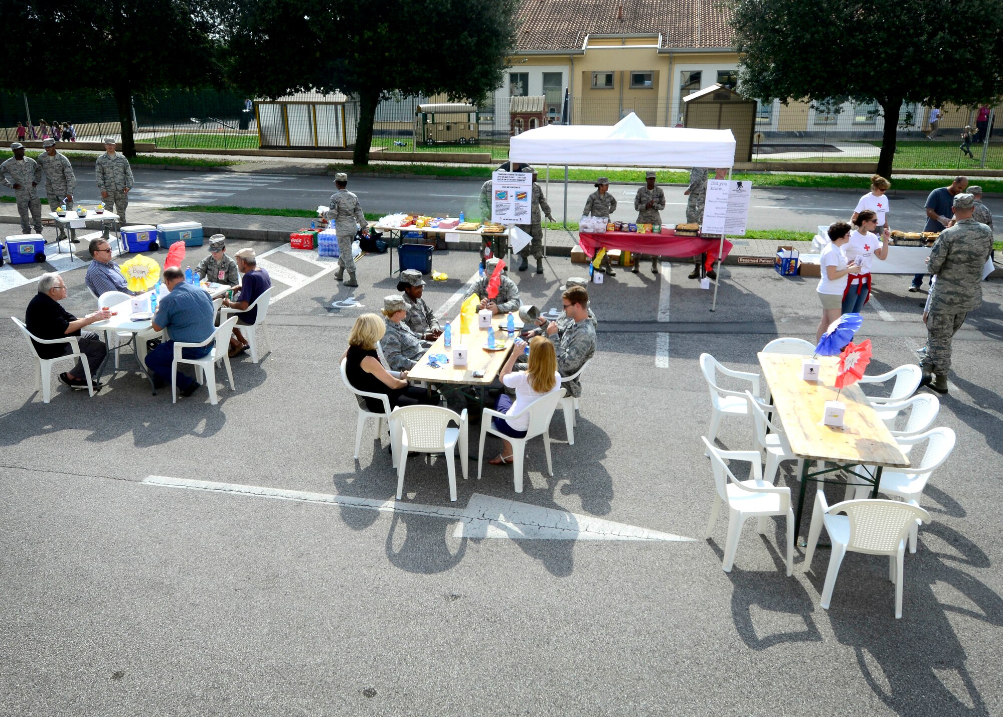 Several 31st Medical Group personnel enjoyed a “Thank You” luncheon as part of a new partnership between the Aviano Red Cross and the Wounded Warrior Project, Sept. 15, 2015, at Aviano Air Base, Italy. The event included information on how the Wounded Warrior Project will benefit the Aviano community and provided clinic staff with information regarding signs and symptoms of caretaker fatigue. (U.S. Air Force photo by Senior Airman Areca T. Bell/Released)