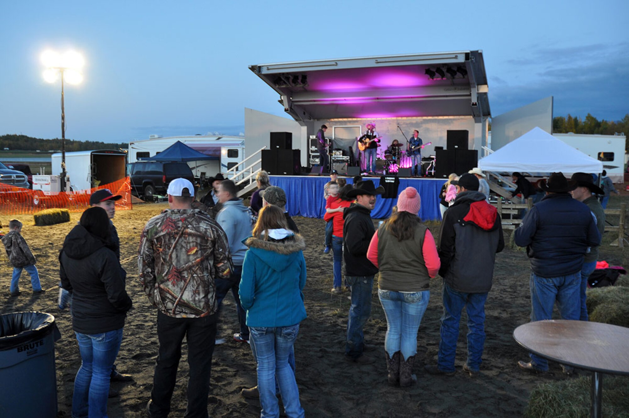 The Arctic Warrior Rodeo is held on Joint Base Elmendorf-Richardson, Alaska, Sept. 12 & 13. Service members were treated to multiple free events that included bull riding, tie-down roping, team roping, steer wrestling, saddle bronc riding, barrel racing, a petting zoo, pony rides and live country music. (U.S. Air Force photo/Maj. Angela Webb)