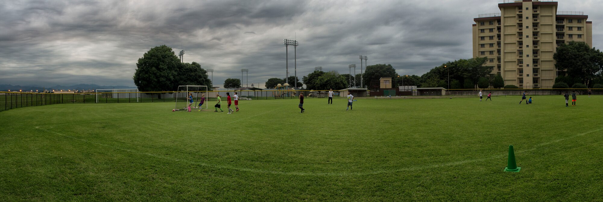 Youth soccer participant engage in a scrimmage on Friendship Field at Yokota Air Base, Japan, Sept. 15, 2015. The field is home to Yokota’s youth soccer program. (U.S. Air Force photo by Airman 1st Class Delano Scott/Released)