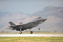 An F-35A Lightning II aircraft piloted by Col. David Lyons, the 388th Fighter Wing commander, touches down at Hill Air Force Base, Utah, Sept. 2, 2015. This and another fighter jet piloted by Lt. Col. Yosef Morris, the 34th Fighter Squadron director of operations, were the first two operational F-35s received at the base. The rest of the fleet of up to 72 F-35s are slated to arrive on a staggered basis through 2019. (U.S. Air Force photo/Todd Cromar)
