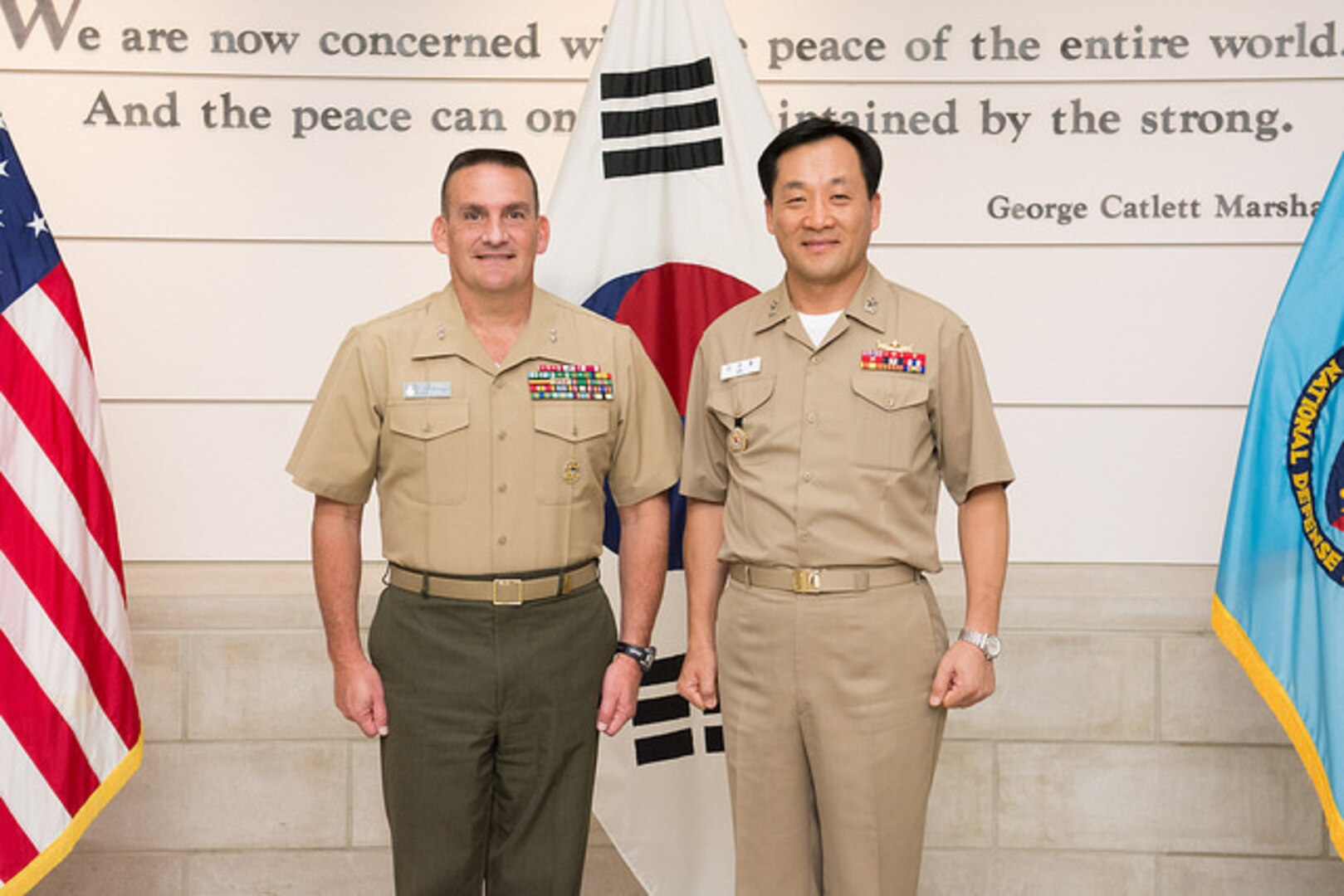 NDU President Major General Frederick Padilla and Rear Admiral Kim Young Cheal, President of the Korean National Defense University