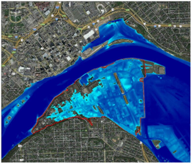 Levee breach simulated in a HEC-RAS model