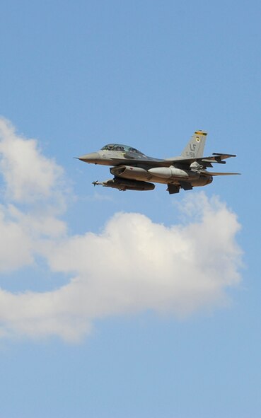 A Luke Air Force Base F-16 Fighting Falcon is shown performing a low-altitude strafe at the Barry M. Goldwater Range in Ariz. near the Mexico-U.S. border Aug. 26, 2015. Since the beginning of World War II, the range has contributed to the nation’s defense and air power superiority by accommodating rapidly changing training requirements for combat capability. (U.S. Air Force photo by Senior Airman Grace Lee) 