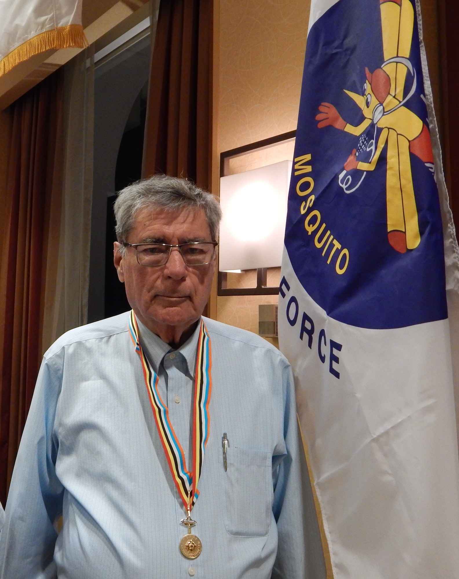 Korean War veteran John Halliday was one of eighteen Mosquitos who received the Korean Ambassador for Peace Medal Sept. 4.  He served in Korea from 1953 to1954. (U.S. Air Force photo/Christine Spargur)