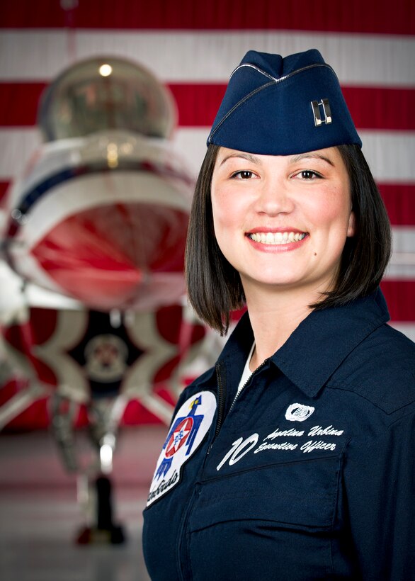 Captain Angelina Urbina, Thunderbirds personnelist, poses for a photo. (Courtesy photo)