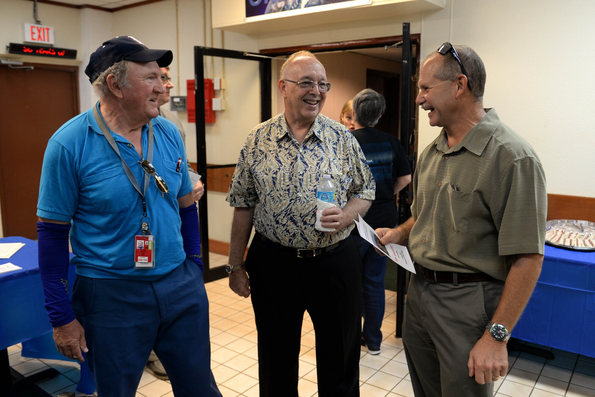 Team Andersen members and alumni from the 21st Space Operations Squadron Detachment 2 celebrate the unit’s 50th anniversary Sept. 17, 2015, at Northwest Field on Andersen Air Force Base, Guam. The ceremony included speeches from influential people in Det. 2 along with a video that described the history of Det. 2 from start to present time. (U.S. Air Force photo by Airman 1st Class Alexa Ann Henderson/Released)