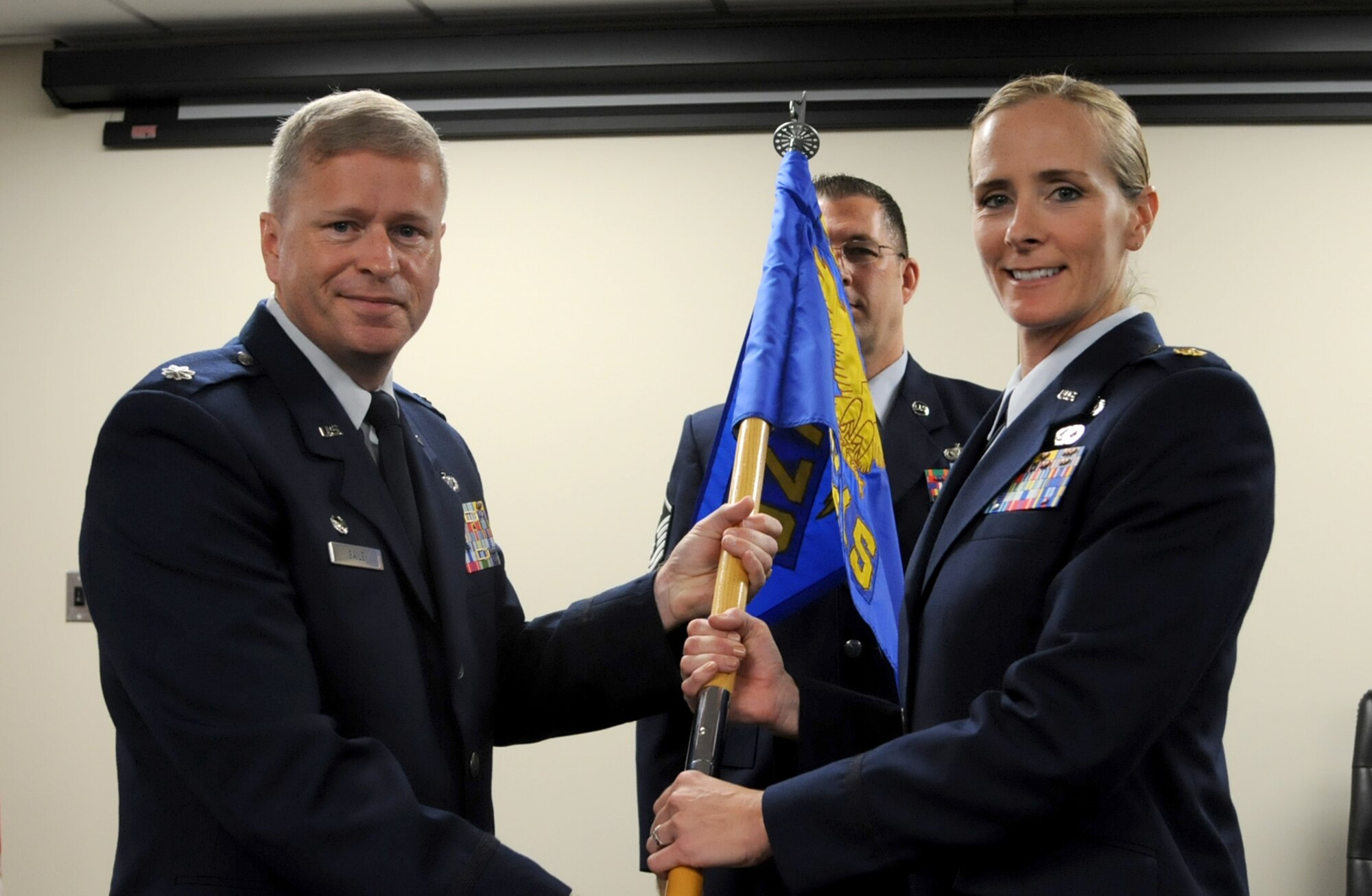 U.S. Air Force Maj. Mary Hosea assumes command of the 927th Maintenance Squadron at MacDill Air Force Base, FL on Sept. 19, 2015. Hosea will be in command of her first squadron since commissioning back in 2002.  