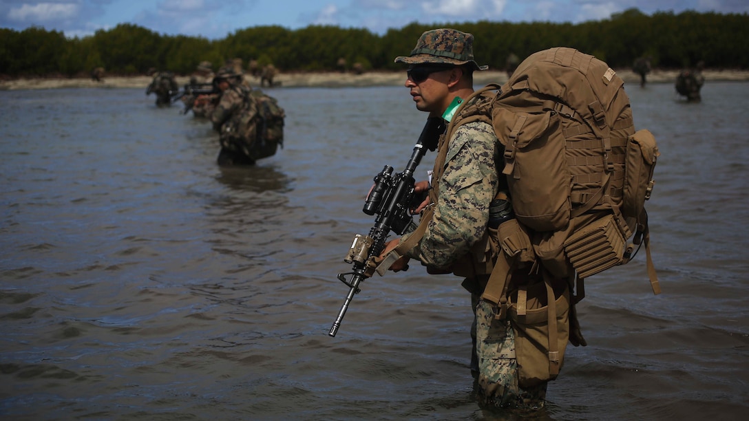 U.S. Marines with Company B, 1st Battalion, 4th Marine Regiment, Marine Rotational Force – Darwin, conduct patrol-based operations and engage in platoon-level attacks with troops from His Majesty’s Armed Forces of Tonga, the New Zealand Defence Force, the French Army of New Caledonia and the Tongan Royal Guards during their culminating event for Exercise Tafakula 15 Sept. 9-11 on Tongatapu Island, Tonga. Each military force split into integrated platoons for the event that comprised of 72 hours of patrolling, land navigation and attacking mock enemy positions. The rotational deployment of U.S. Marines in Darwin affords unprecedented combined training opportunities such as Exercise Tafakula and improves interoperability between the involved forces. 