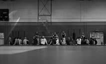 Instructors from the Gracie Defense System seminar introduce themselves to their class Sept. 14, 2015, at the Northside Fitness Center on RAF MIldenhall, England. The instructors came from various air bases in Germany to teach the class. (U.S. Air Force photo by Staff Sgt. Micaiah Anthony/Released)