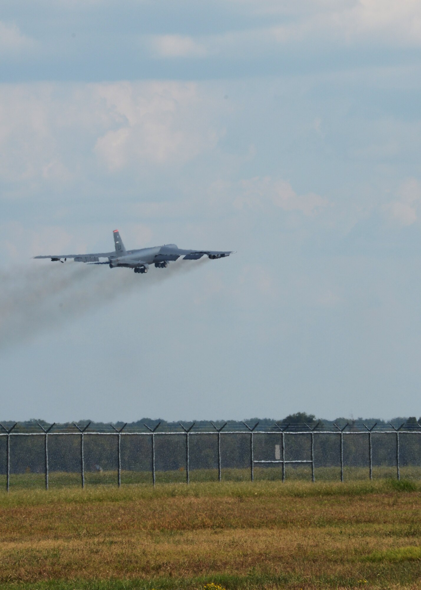 A B-52 Stratofortress climbs after take off from the flightline at Barksdale Air Force Base, La., Sept. 17, 2015. The aircrew participated in Immediate Response, an exercise in which they utilized computer-assisted simulations and conducted field training exercises in Croatia and Slovenia. (U.S. Air Force photo/Senior Airman Amanda Morris)