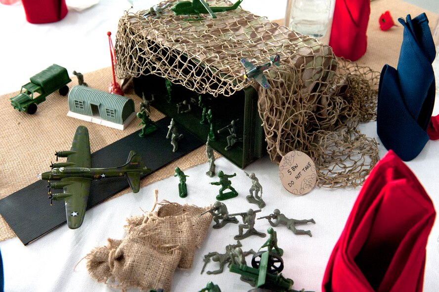 An ammo can center piece at the Air Force ball at Minot AFB, N.D., Sept. 19, 2015. The Air Force ball celebrates the birth of the U.S. Air Force which was created on Sept. 18, 1947. (U.S. Air Force photo by 2d Lt. Kylee Ashton)
