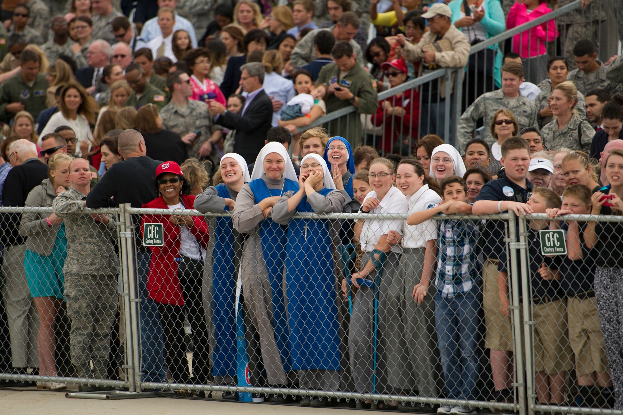 More than one thousand people look on as Pope Francis arrives at Joint Base Andrews, Md. Sept. 22, 2015.  This marks his first visit to the United States. (U.S. Air Force Photo/Tech. Sgt. Robert Cloys)