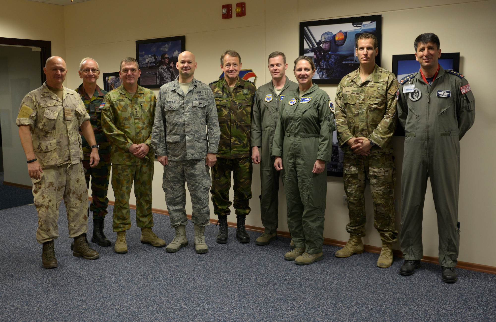 Col. Mark Anarumo (4th from left), 39th Air Base Wing vice commander, stands with attachés from the U.S., Canada, Australia and the Netherlands Sept. 21, 2015, at Incirlik Air Base, Turkey. The attachés are representatives of their home country assigned to the diplomatic staff at their respective embassies in Ankara, Turkey and visited Incirlik AB to get a firsthand look at the base’s mission. (U.S. Air Force photo by Senior Airman Krystal Ardrey/Released)