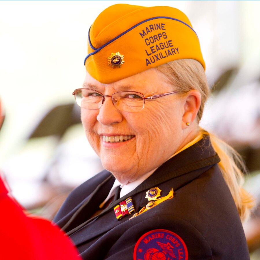 National Jr. Vice President Carol Smith, Marine Corps League Auxiliary and native of Jacksonville, Ill., attends the ribbon cutting ceremony to begin the 35th Anniversary edition of Modern Day Marine Military Exposition aboard Marine Corps Base Quantico, Sept. 22.