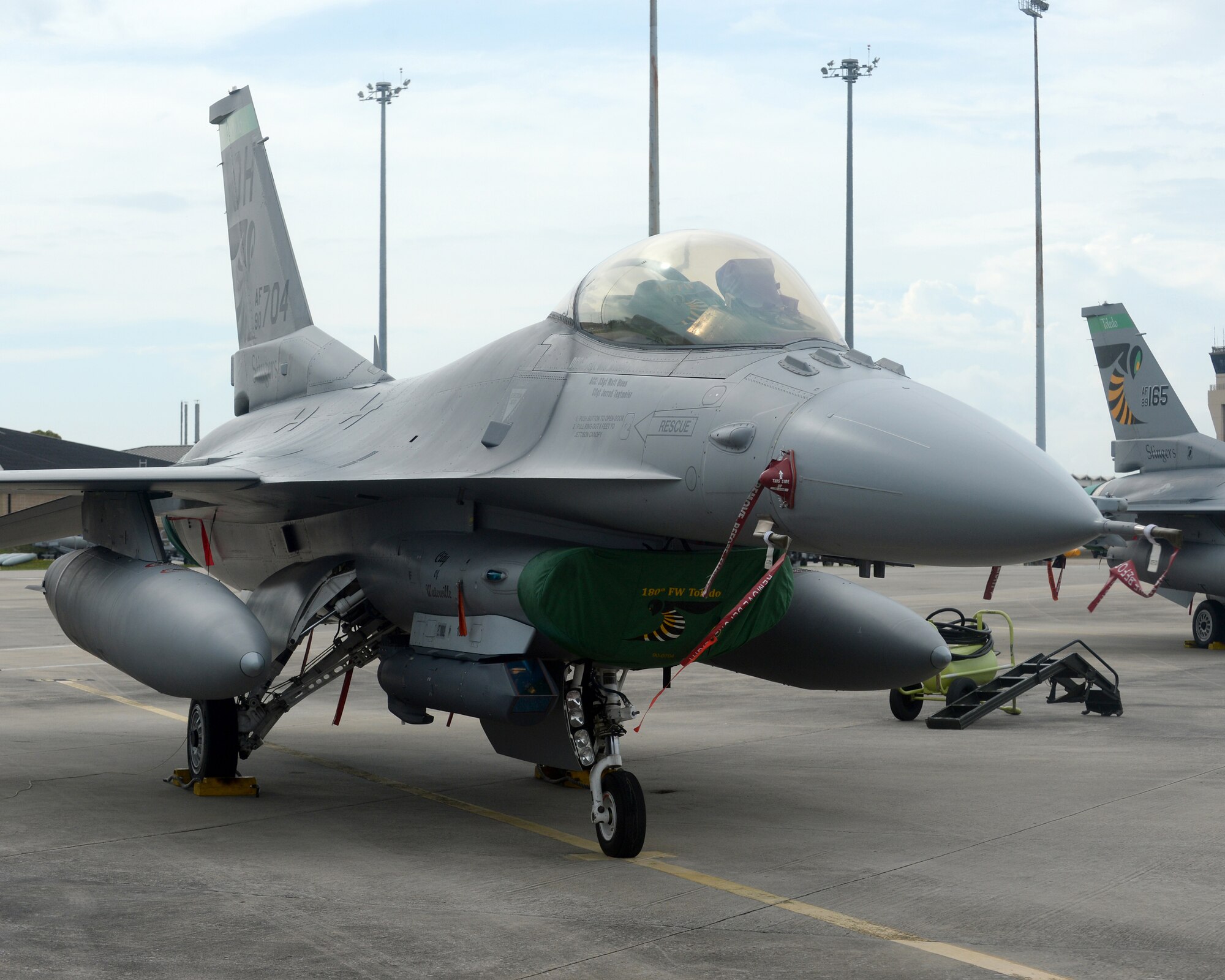 U.S. Air Force F-16 Falcons from the 112th Fighter Squadron, Toledo Air National Guard Base, Ohio, took part in the Weapons System Evaluation Program held at the 53rd Weapons Evaluation Group at Tyndall. (U.S. Air Force photo by Airman 1st Class Cody R. Miller/Released)