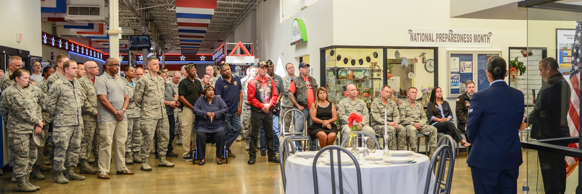 A ceremony honoring servicemembers who are prisoners of war or missing in action was held in the Base Exchange Sept. 18 for National POW/MIA Recognition Day. (U.S. Air Force photo by Rebecca Amber)