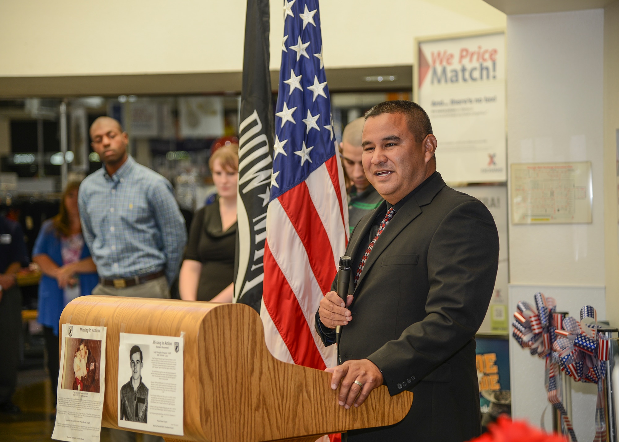 Guest speaker and former POW Andrew Ramirez shared the story of the 32 worst days of his life during the Edwards observance of National POW/MIA Recognition Day Sept. 18. (U.S. Air Force photo by Rebecca Amber)