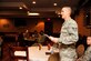 Senior Airman Dylan Vogel, 56th Medical Operations Squadron Family Health medical technician and the Luke Empowering Airmen’s Development Council president, goes over the latest upcoming events during a LEAD Council meeting Sept. 16, 2015 at Luke Air Force Base, Ariz. Club Five Six. The LEAD Council has various programs available to help Airmen succeed, from the shadowing program to the scholarships provided and more. (U.S. Air Force photo by Senior Airman Grace Lee)
