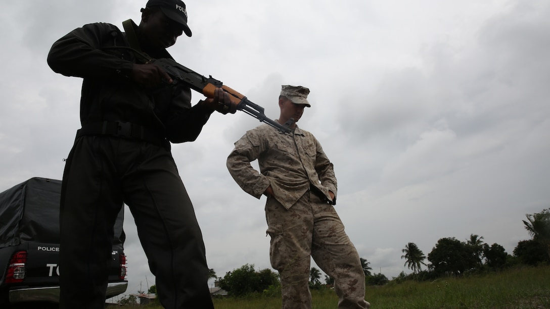 U.S. Marines and sailors accompanied Benin’s National Surveillance Police to Jesu Jro, Benin, Sept. 24, to conduct a combined border surveillance training exercise. The Marines and sailors with the Special-Purpose Marine Air-Ground Task Force Crisis Response-Africa came to Benin for a monthlong theater security cooperation mission to build the NSP’s capacity to counter illicit trafficking along the country’s borders. 