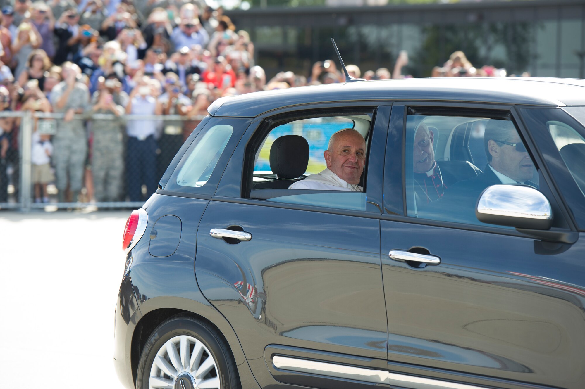 Pope Francis arrives at Joint Base Andrews, Md, Sept. 24, 2015. The pope will  visit New York and Philadelphia during his trip before returning to Rome on Sept. 27. (U.S. Air Force photo/Tech. Sgt. Robert Cloys)
