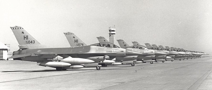 The 419th participates in Patriot Glacier, the first Air Force Reserve deployment with F-16s, in 1984. Only six months after officially converting to the new aircraft, the wing operated F-16s at Elmendorf AFB, Alaska, producing 403 sorties for valuable continuation and mission qualification training. (File photo) 
