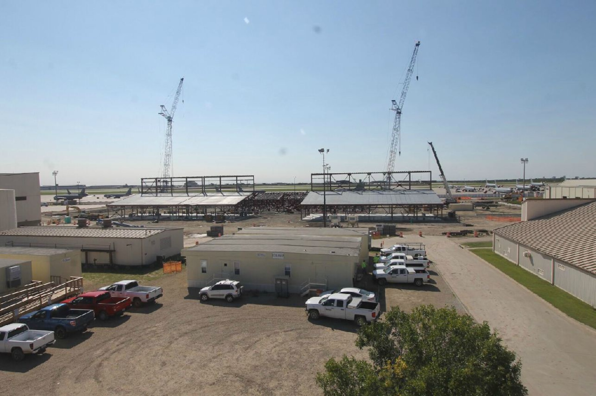 This two-bay KC-46A hangar, under construction at McConnell Air Force Base, Kansas ,is expected to be complete in 2016. McConnell will ultimately be home to 36 KC-46A aircraft. (Courtesy photo)
