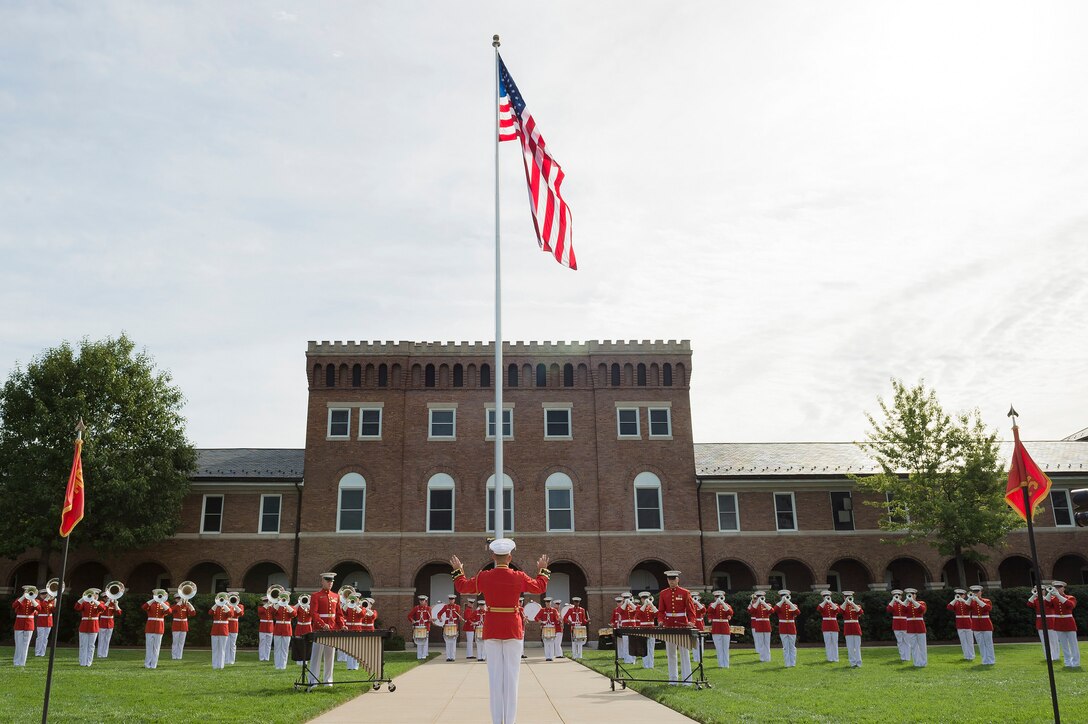 The U.S. Marine Band performs during the Marine Corps passage of command ceremony on Marine Barracks Washington, D.C., Sept. 24, 2015. DoD photo by Army Staff Sgt. Sean K. Harp