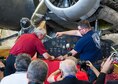 DAYTON, Ohio -- Museum Restoration staff install the pilot’s instrument panel donated by officials from the National Museum of the Mighty Eighth Air Force in the restoration hangar at the National Museum of the United States Air Force. (U.S. Air Force photo)