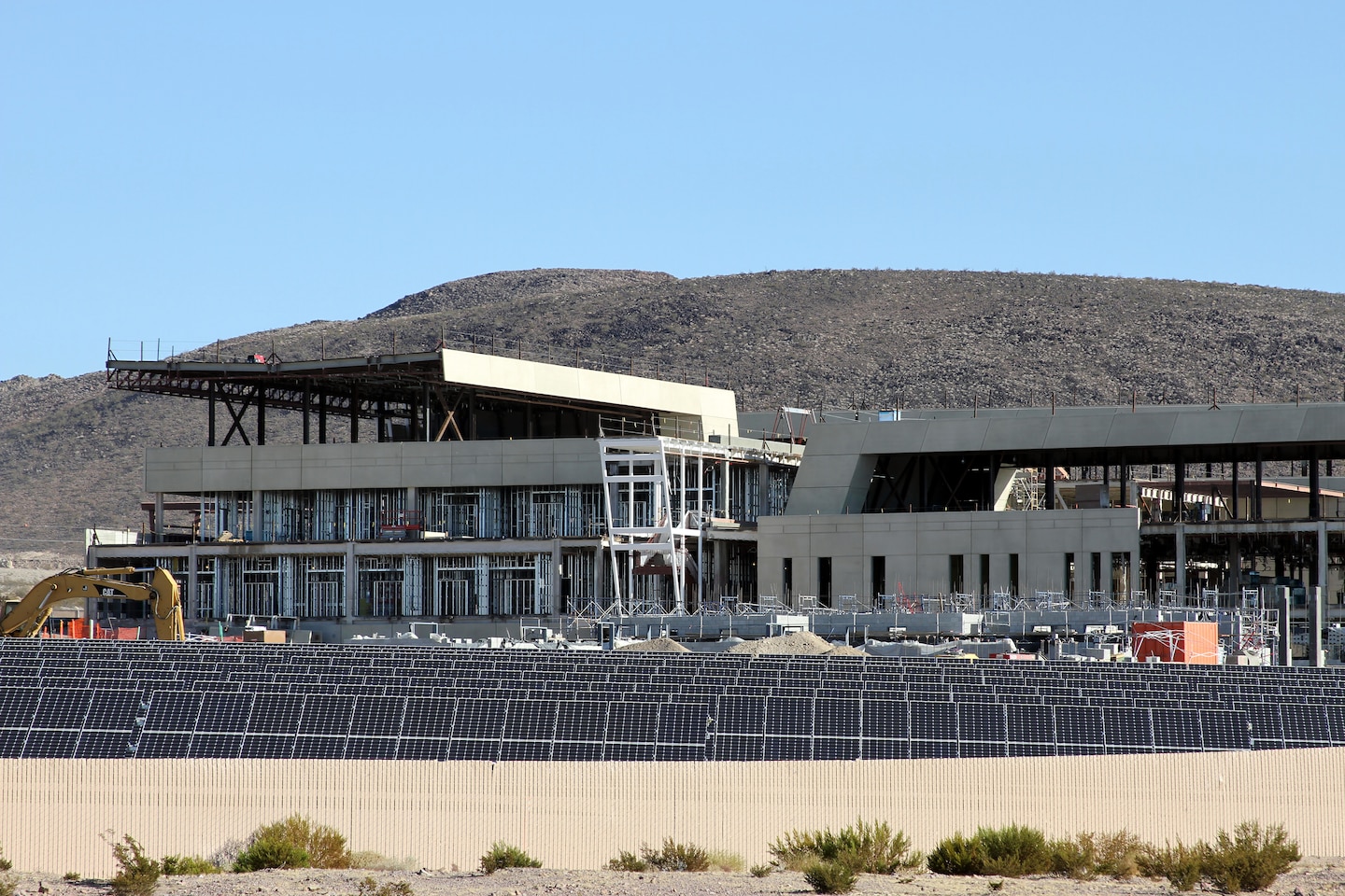The new Fort Irwin Weed Army Community Hospital at Fort Irwin, California , 7.6 acre  photovoltaic (PV) array and a solar thermal array, will generate 2.4 megawatts of power and the solar thermal array will provide a majority of the hot water the hospital requires. The new hospital project consists of a 216,000 square foot hospital facility which will provide Soldier and family patient care, emergency medicine, and a wide variety of clinical support.  The facility stands to become the first LEED Platinum,  net-zero, carbon-neutral hospital that will generate all of its energy needs from solar power and renewable energy systems
