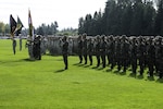 JOINT BASE LEWIS-MCCHORD, Washington (Sept. 23, 2015) - Indian soldiers from the 6th Battalion of the Kumaon Regiment and 1st Brigade, 2nd Infantry Division Soldiers salute for both national anthems during the exercise Yudh Abhyas 15 closing ceremony at Joint Base Lewis-McChord, Washington, September 23. Yudh Abhyas is an annual, U.S. Army Pacific-sponsored Theater Security Cooperation Program bilateral exercise and the first one held at JBLM.  