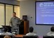 ALTUS AIR FORCE BASE, Okla. – U.S. Air Force Master Sgt. Ed Abell, 97th Air Mobility Wing career assistance advisor, teaches a Retraining 101 class at the Airman Development Center, Sept. 25, 2015. The Retraining 101 class informs first-term Airmen on the retraining process and when they can submit a retraining package. (U.S. Air Force photo by Airman 1st Class Kirby Turbak/Released)