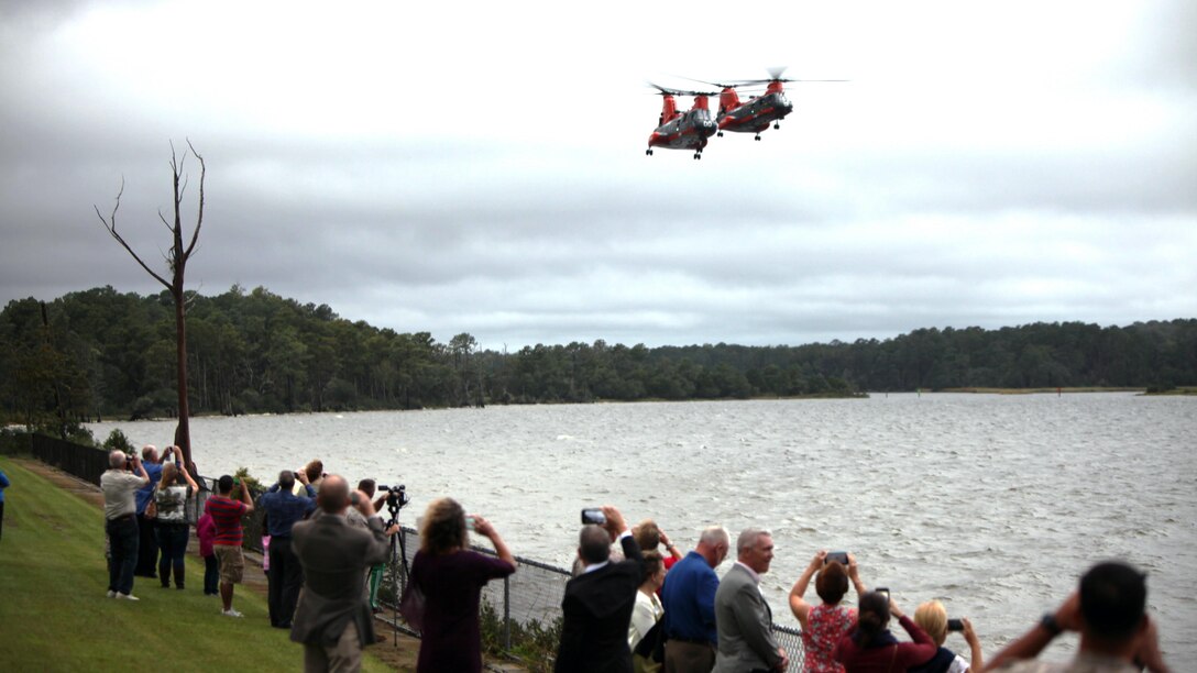 Pedro helicopter “02” lifts off to join Marine Transport Squadron 1’s other two HH-46 helicopters on their final flight at Marine Corps Air Station Cherry Point, N.C., Sept. 25, 2015. The three search and rescue aircraft have been the last flying “phrogs” in the Department of Defense since Aug. 1. Today’s final flight marks the end of an era in combat aviation. These aircraft will be turned over to the U.S. Navy by Oct. 1. They leave behind a legacy of Cherry Point’s support to the local community in eastern North Carolina, which began in 1957.