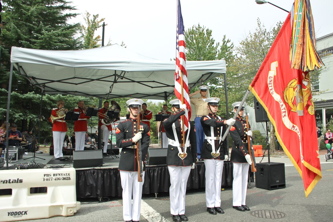 On Sept. 26, 2015, members of the Marine Band participated in the Barracks Row Festival in Washington, D.C. (U.S. Marine Corps photo by Staff Sgt. Rachel Ghadiali/released)