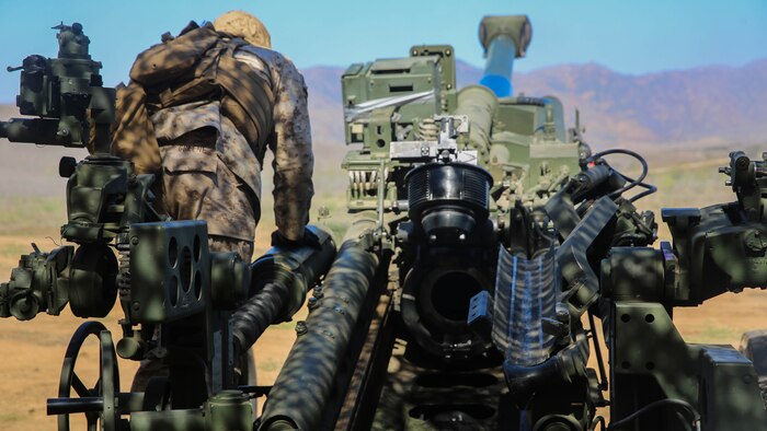 Cpl. Jimran Greene, a gunner with Battery F, 2nd Battalion, 11th Marine Regiment, 1st Marine Division, I Marine Expeditionary Force prepares to re-oil the chamber of his team’s M777 howitzer before their next fire mission aboard Marine Corps Base Camp Pendleton, Calif., Sept. 23, 2015. Processing fire missions is one of the most important forms of training for an artillery team. 