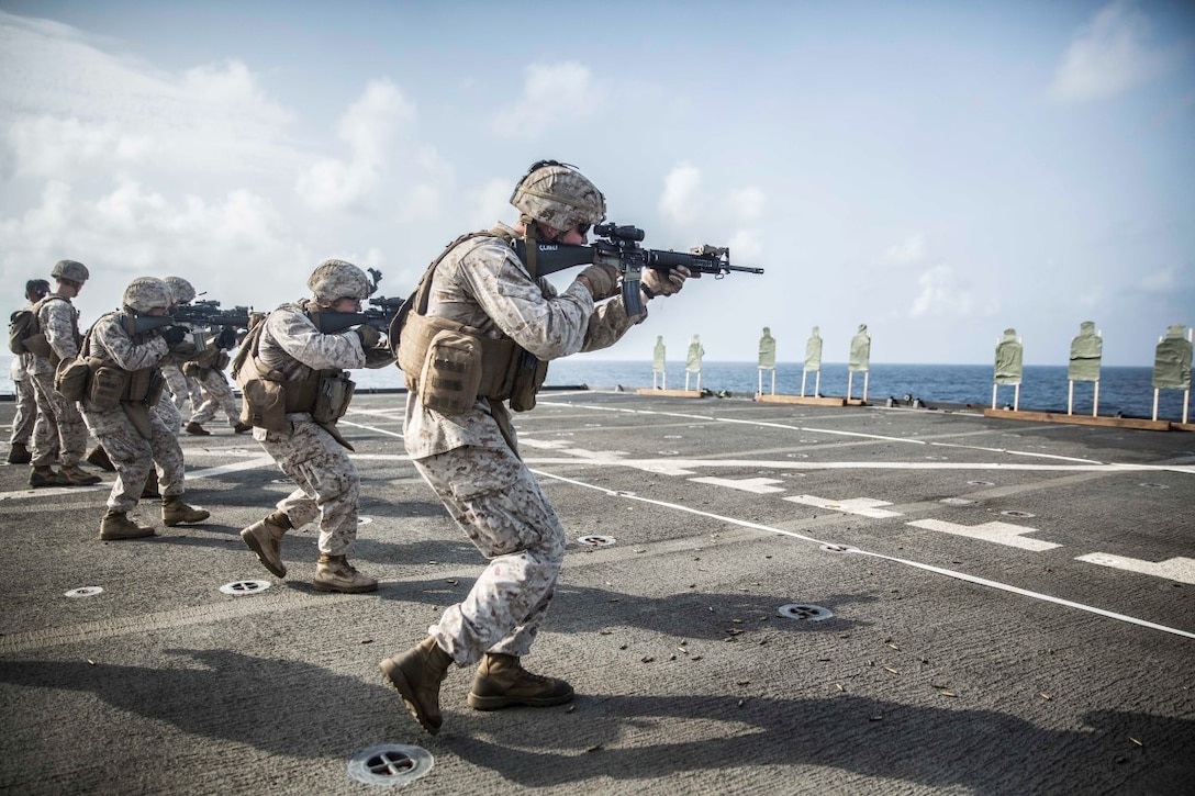 U.S. Marines Zero In On Combat Marksmanship Skills At Sea