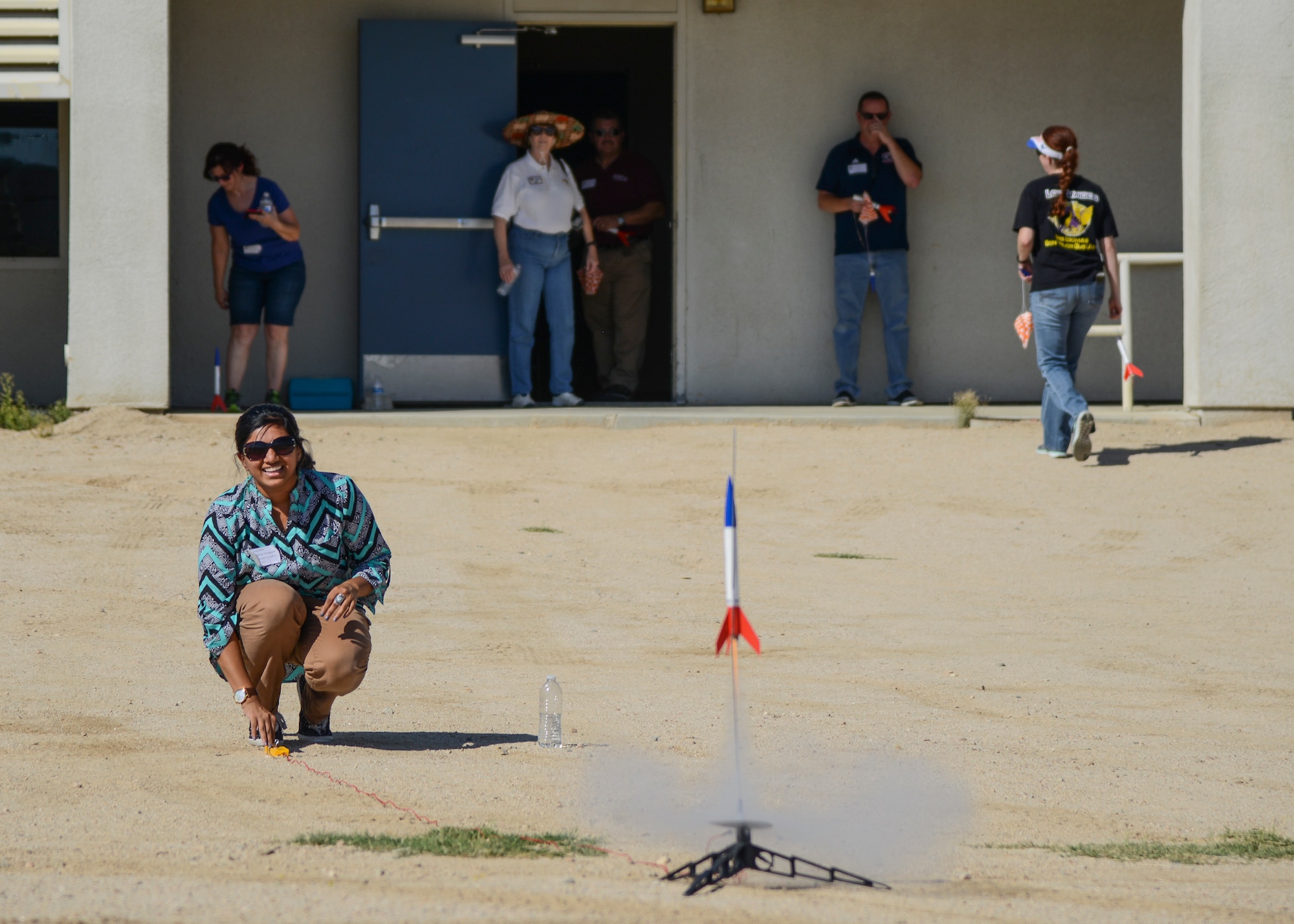 The “Blast off Basics” workshop was designed to make teachers comfortable with using model rocketry in their classroom by giving them a chance to learn about model rockets, build and then launch one. (U.S. Air Force photo by Rebecca Amber)
