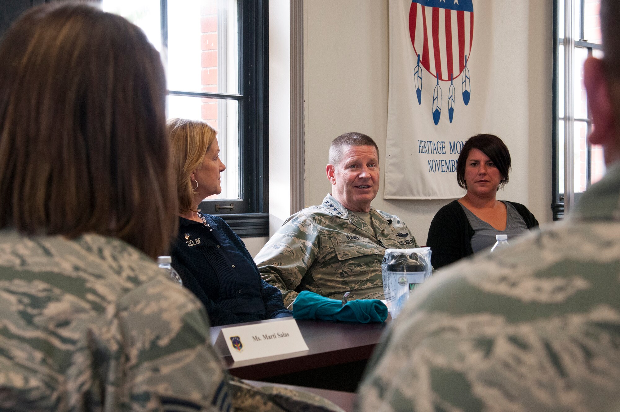 AFGSC commander Gen. Robin Rand discusses the importance of the Sexual Assault Prevention and Response program with the 90th Missile Wing’s victim advocates. Victim advocates are available to provide essential support and care to victims of sexual assault. (U.S. Air Force photo by Senior Airman Jason Wiese)