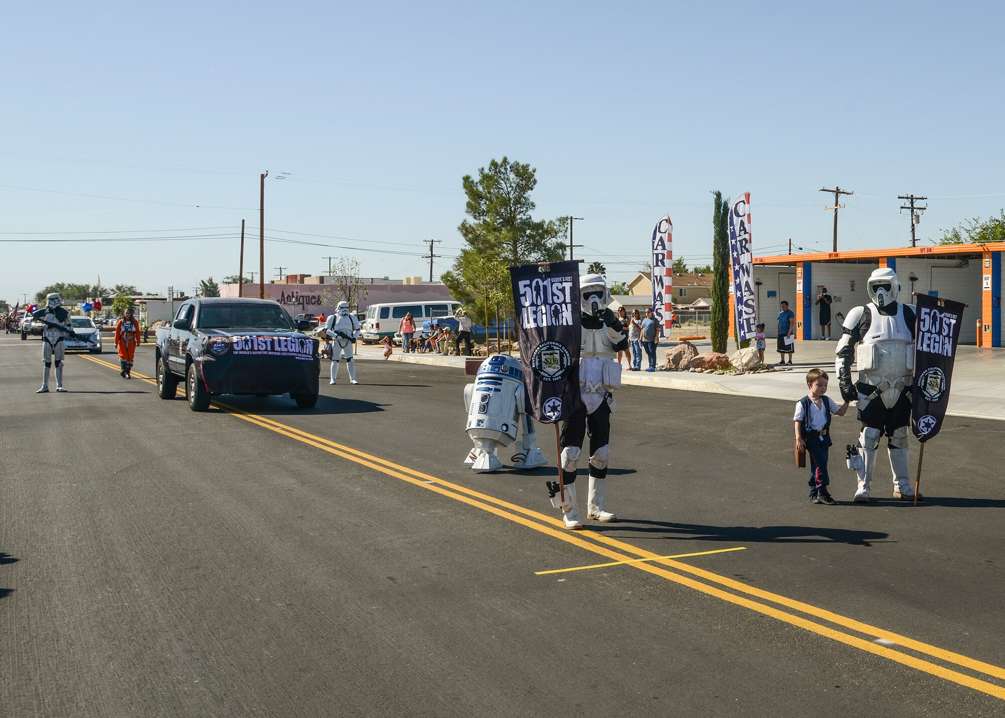 The 39th Annual William M. Ketchum Armed Forces Appreciation Day Parade was marched by bands, Soldiers and Storm Troopers. The Star Wars 501st and Rebel Legions came dressed in Star Wars costumes representing both light and dark forces from the films. (U.S. Air Force photo by Rebecca Amber)