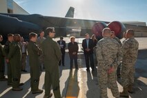 Senators Heidi Heitkamp and Joe Donnelly get briefed by Minot Airmen at Minot Air Force Base, N.D., Sep. 27, 2015. Heitkamp and Donnelly met with enlisted and officers to learn more about their jobs and why they’re important to the base. (U.S. Air Force photo/Airman 1st Class Christian Sullivan)